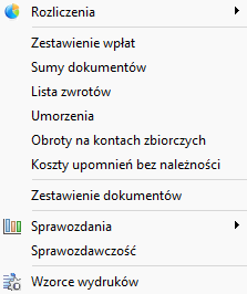 Menu wydruki
